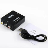 Maxbell 1080P CVBS to HDMI Video Converter Box with USB Cable for HD TV Projector Black