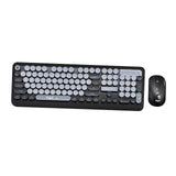 Maxbell Desktop 2.4G Wireless Keyboard & Mouse Combo Retro Round Key Black