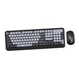 Maxbell Desktop 2.4G Wireless Keyboard & Mouse Combo Retro Round Key Black
