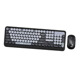 Maxbell Desktop 2.4G Wireless Keyboard & Mouse Combo Retro Round Key Black