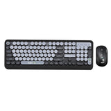 Maxbell Desktop 2.4G Wireless Keyboard & Mouse Combo Retro Round Key Black