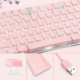 Maxbell Membrane Gaming Keyboard All-Metal Panel Keyboard  Pink white light