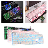 Maxbell Membrane Gaming Keyboard All-Metal Panel Keyboard  Pink white light