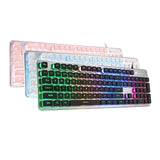 Maxbell Membrane Gaming Keyboard All-Metal Panel Keyboard  Pink white light