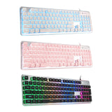 Maxbell Membrane Gaming Keyboard All-Metal Panel Keyboard  Pink white light