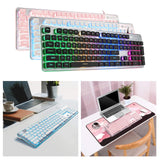 Maxbell Membrane Gaming Keyboard All-Metal Panel Keyboard  Pink white light