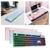 Maxbell Membrane Gaming Keyboard All-Metal Panel Keyboard  Pink white light