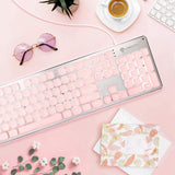 Maxbell Membrane Gaming Keyboard All-Metal Panel Keyboard  Pink white light