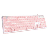 Maxbell Membrane Gaming Keyboard All-Metal Panel Keyboard  Pink white light