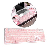 Maxbell Membrane Gaming Keyboard All-Metal Panel Keyboard  Pink white light