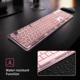 Maxbell Membrane Gaming Keyboard All-Metal Panel Keyboard  Pink white light