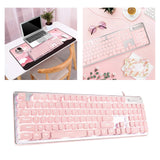 Maxbell Membrane Gaming Keyboard All-Metal Panel Keyboard  Pink white light