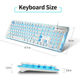 Maxbell Membrane Gaming Keyboard All-Metal Panel Keyboard  White blue light