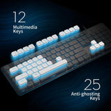 Maxbell Membrane Gaming Keyboard All-Metal Panel Keyboard  White blue light