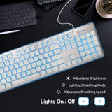 Maxbell Membrane Gaming Keyboard All-Metal Panel Keyboard  White blue light