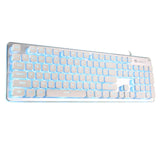 Maxbell Membrane Gaming Keyboard All-Metal Panel Keyboard  White blue light