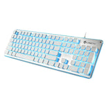 Maxbell Membrane Gaming Keyboard All-Metal Panel Keyboard  White blue light