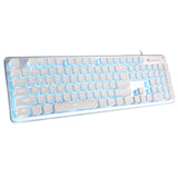 Maxbell Membrane Gaming Keyboard All-Metal Panel Keyboard  White blue light