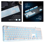 Maxbell Membrane Gaming Keyboard All-Metal Panel Keyboard  White blue light