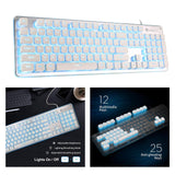 Maxbell Membrane Gaming Keyboard All-Metal Panel Keyboard  White blue light