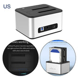 Maxbell 2.5/3.5 inch HDD/SSD Dual Bay External Hard Drive Docking Station Clone US