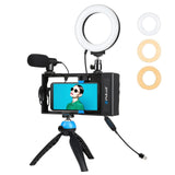 Maxbell 4 in 1 Video Rig Kit with LED 3 Colors Modes for iPhone Vlogging Broadcast