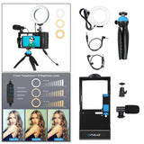 Maxbell 4 in 1 Video Rig Kit with LED 3 Colors Modes for iPhone Vlogging Broadcast
