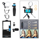 Maxbell 4 in 1 Video Rig Kit with LED 3 Colors Modes for iPhone Vlogging Broadcast
