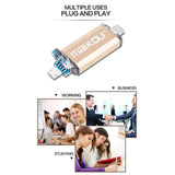 Maxbell Portable 3 in 1 64GB USB 3.0 Flash Drive Type-C&Micro USB Memory Stick Blue