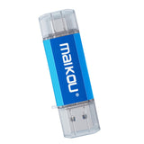 Maxbell Portable 3 in 1 64GB USB 3.0 Flash Drive Type-C&Micro USB Memory Stick Blue