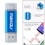 Maxbell Portable 3 in 1 64GB USB 3.0 Flash Drive Type-C&Micro USB Memory Stick Blue