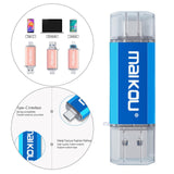 Maxbell Portable 3 in 1 64GB USB 3.0 Flash Drive Type-C&Micro USB Memory Stick Blue