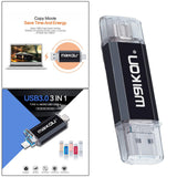 Maxbell 3 in 1 Portable 64GB USB3.0 Flash Drive Type-C&Micro USB Memory Stick Black