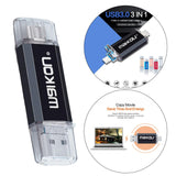 Maxbell 3 in 1 Portable 64GB USB3.0 Flash Drive Type-C&Micro USB Memory Stick Black