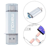 Maxbell Portable 3in1 256GB USB3.0 Flash Drive Type-C&Micro USB Memory Stick Silver