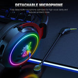 Maxbell Wired Gaming Headsets RGB LED Headphones w/Mic for PS5/PS4 Black Red