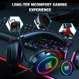 Maxbell Wired Gaming Headsets RGB LED Headphones w/Mic for PS5/PS4 Black Red