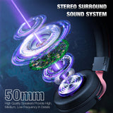 Maxbell Wired Gaming Headsets RGB LED Headphones w/Mic for PS5/PS4 Black Red