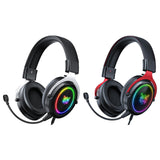 Maxbell Wired Gaming Headsets RGB LED Headphones w/Mic for PS5/PS4 Black Red