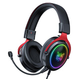 Maxbell Wired Gaming Headsets RGB LED Headphones w/Mic for PS5/PS4 Black Red