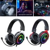 Maxbell Wired Gaming Headsets RGB LED Headphones w/Mic for PS5/PS4 Black Red