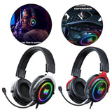 Maxbell Wired Gaming Headsets RGB LED Headphones w/Mic for PS5/PS4 Black Red