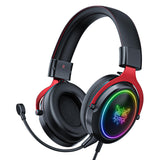 Maxbell Wired Gaming Headsets RGB LED Headphones w/Mic for PS5/PS4 Black Red