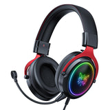 Maxbell Wired Gaming Headsets RGB LED Headphones w/Mic for PS5/PS4 Black Red