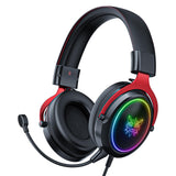 Maxbell Wired Gaming Headsets RGB LED Headphones w/Mic for PS5/PS4 Black Red