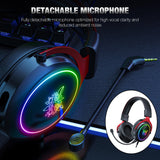 Maxbell Wired Gaming Headsets RGB LED Headphones w/Mic for PS5/PS4 Black Red