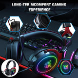Maxbell Wired Gaming Headsets RGB LED Headphones w/Mic for PS5/PS4 Black Red