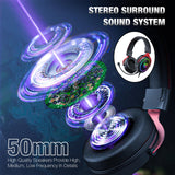 Maxbell Wired Gaming Headsets RGB LED Headphones w/Mic for PS5/PS4 Black Red