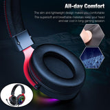 Maxbell Wired Gaming Headsets RGB LED Headphones w/Mic for PS5/PS4 Black Red