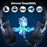 Maxbell Wired Gaming Headsets RGB LED Headphones w/Mic for PS5/PS4 Black Silver